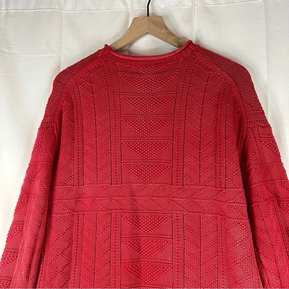 POLO RALPH LAUREN Men’s Size M Sweater Crew Neck Cotton Pullover Red Cable Knit